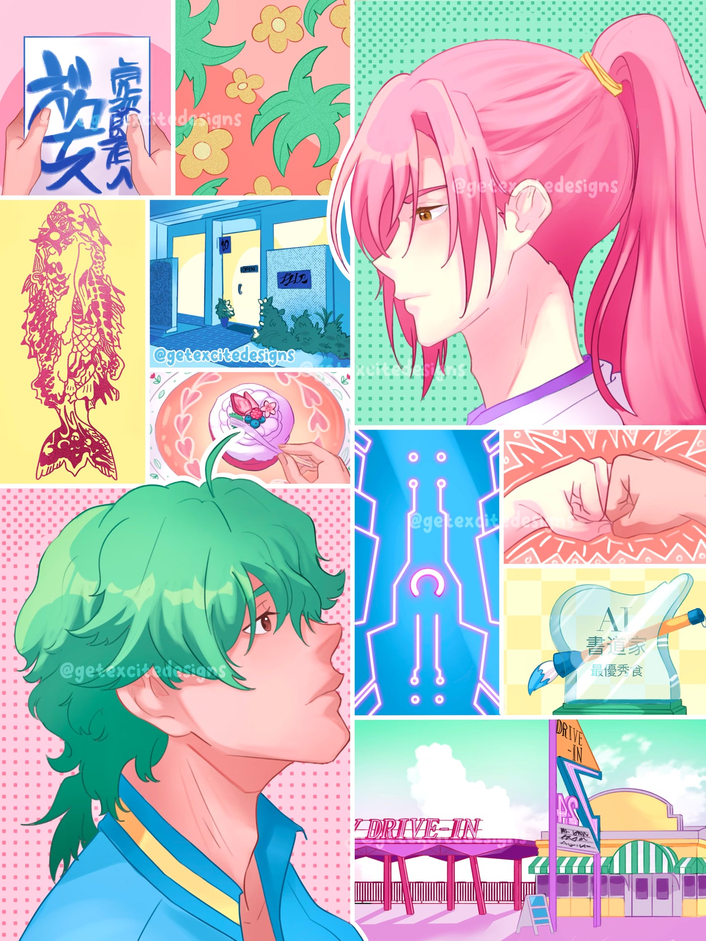 Sk8 MatchaBlossom collage print