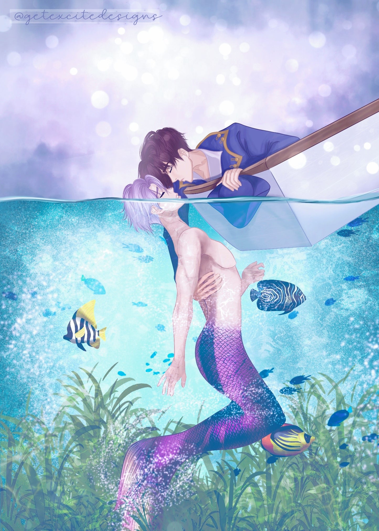 Pearl Boy Mermaid Mini Print