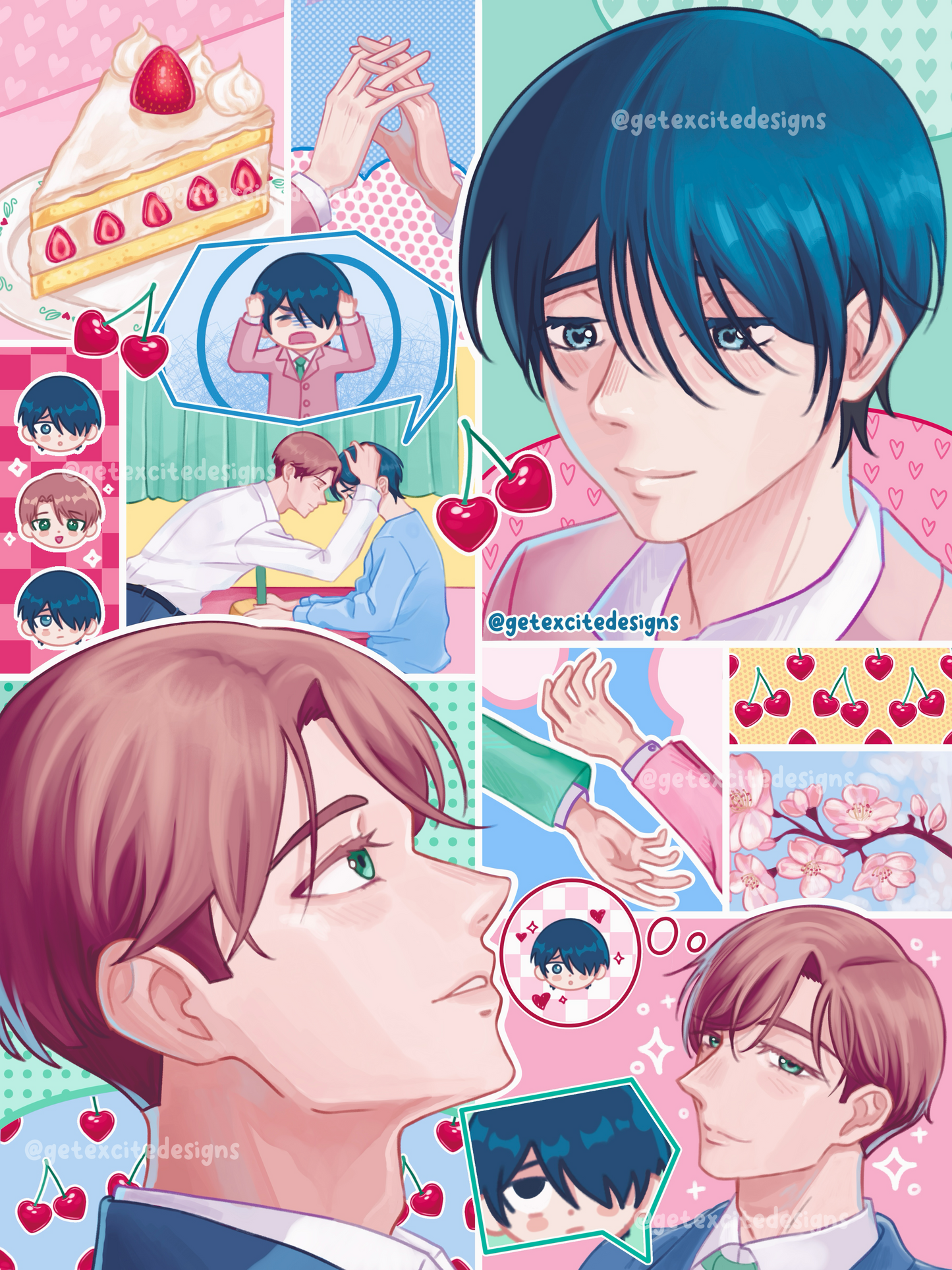 Cherry BL Romance Collage Print