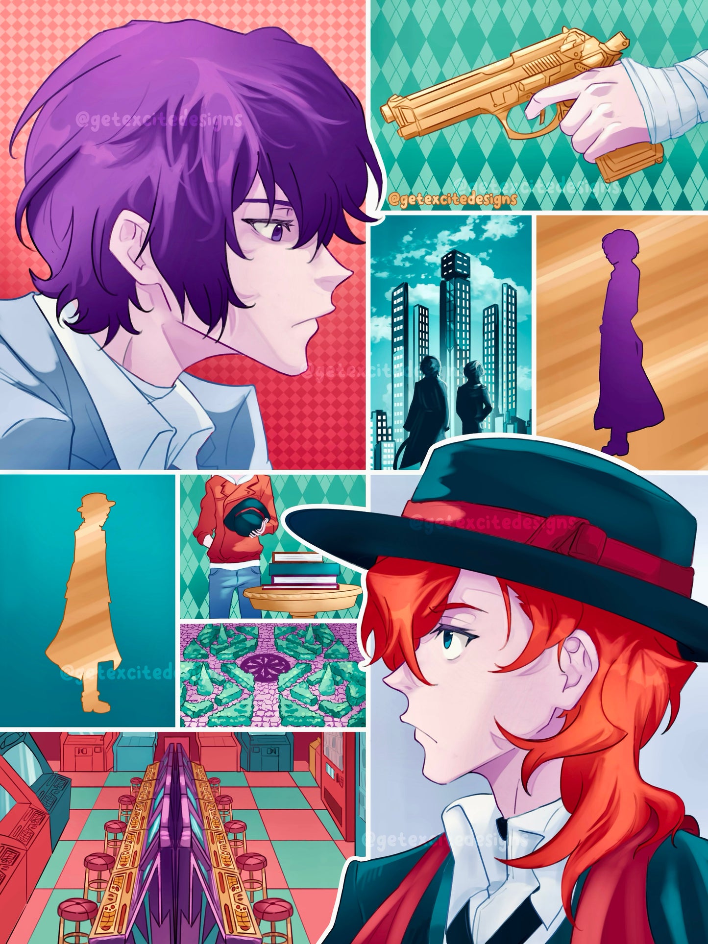 BSD Dazai/ Chuuya Collage Print