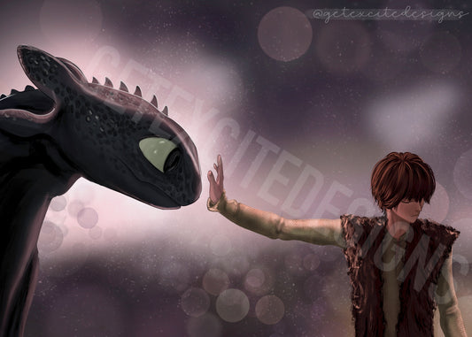 Hiccup/ Toothless Dragon Training Mini Print