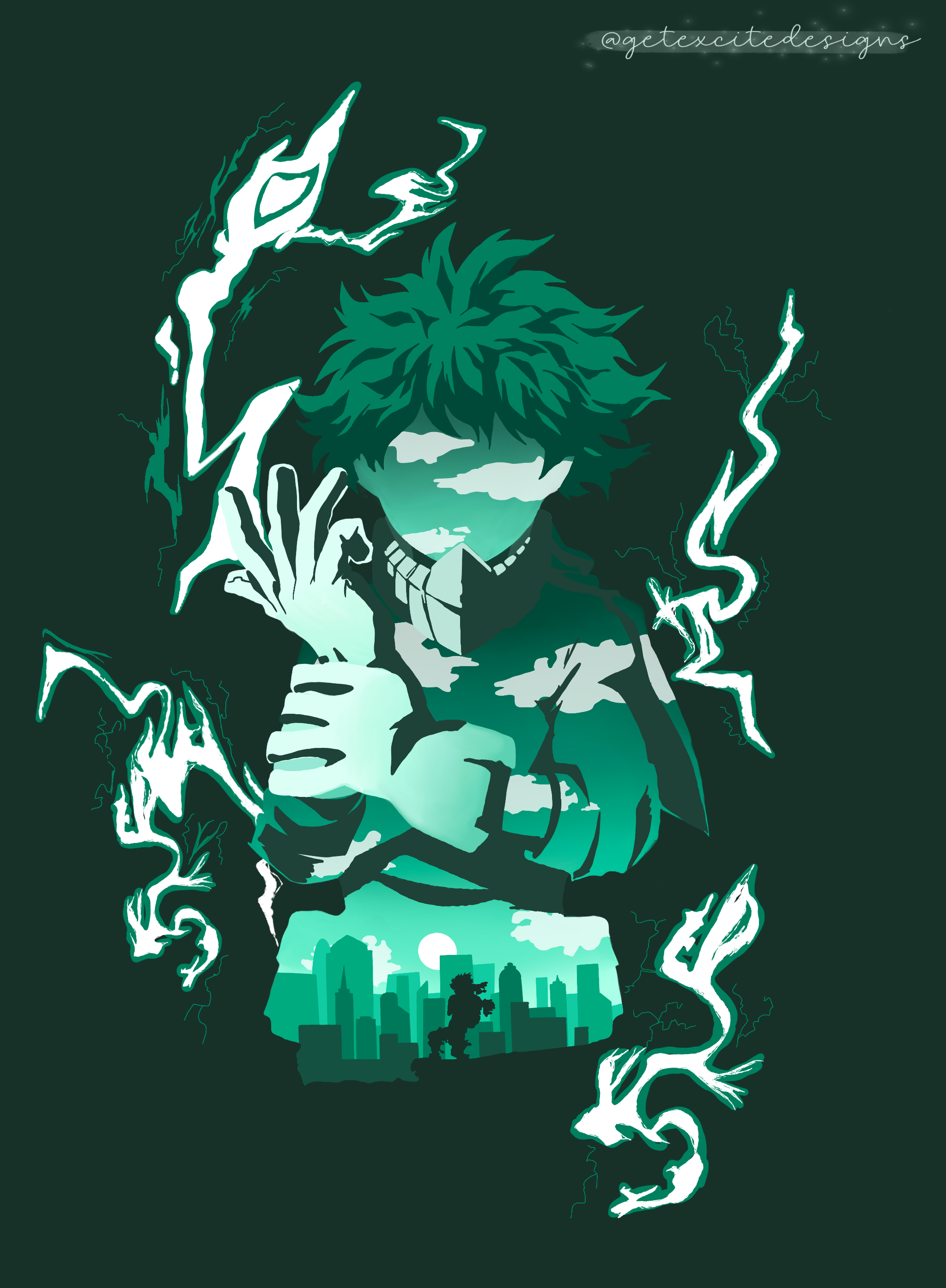 My Hero BNHA Deku Silhouette Print – getexcitedesigns