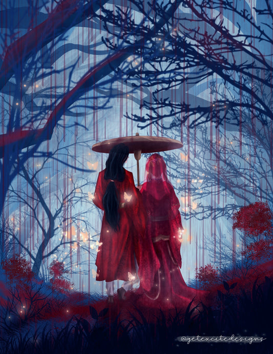 HuaLian Crimson Rain Print